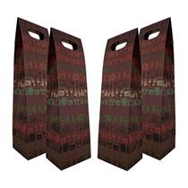 Kit 4 Sacolas Garrafa Vinho Champagne Reforçada Kraft 220g/m Bordô
