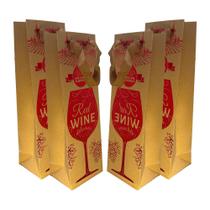 Kit 4 Sacolas Garrafa Vinho Champagne - Taça Vermelha