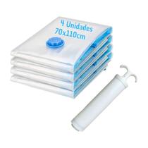 Kit 4 Sacos À Vácuo Organizador Vacuum Bag 70x110cm + Bomba