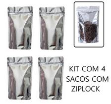 Kit 4 Sacos de Filme de Alumínio para Mantimentos com Zip Lock - 18x26cm Kit 4 Sacos de Filme de Alumínio para Mantimentos com Zip Lock - 18x26cm