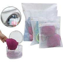Kit 4 Sacos Saquinhos Máquina Lavar Delicado Roupa Zíper