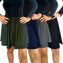 Kit 4 Saias Femininas Godê Elástico Lisa Cores Sortidas Suplex Pp ao Plus Size Kit 4 Saias Femininas Godê Elástico Lisa Cores Sortidas Suplex Pp ao Plus Size