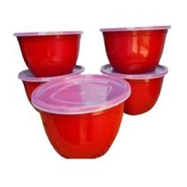 Kit 4 Saladeira 2 Litro Pote C Tampa Multiuso Tigela Redondo