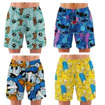 Kit 4 Samba Canção Personagem Roupa de Dormir Cueca Kit 4 Samba Canção Personagem Roupa de Dormir Cueca