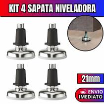Kit 4 Sapata Niveladora Pé Nivelador Base Pezinho Para Móveis Com Bucha 21mm
