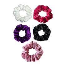 Kit 4 Scrunchies Xuxinhas de Veludo Elástico Prendedor de Cabelo Cores Variadas