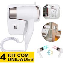 Kit 4 Secador De Cabelos Parede 2000w City Hotel Academia Banheiro Ion Preto Branco Ar Frio Quente Kit 4 Secador De Cabelos Parede 2000w City Hotel Academia Banheiro Ion Preto Branco Ar Frio Quente