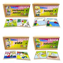 Kit 4 Sequência Lógica Vida, Natureza, Tempo e Inclusão Social Brinquedo Educativo Carlu Kit 4 Sequência Lógica Vida, Natureza, Tempo e Inclusão Social Brinquedo Educativo Carlu