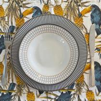 Kit 4 Serviços Americanos Jacquard Tucano Branco - 35x45cm Kit 4 Serviços Americanos Jacquard Tucano Branco - 35x45cm