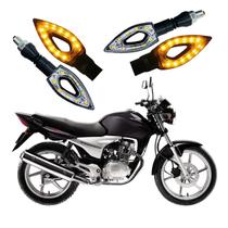 Kit 4 Setas Esportivas de Led P01 Modelo Flecha vazado para Moto Honda CG 150 SPORT 2010 2011 2012 2013 2014 2015