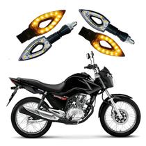 Kit 4 Setas Esportivas de Led P01 Modelo Flecha vazado para Moto Honda CG 150 START 2010 2011 2012 2013 2014 2015