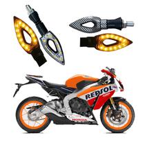 Kit 4 Setas Esportivas Led P01C Carbono Flecha vazado Moto CBR 1000 F Ano 2004 2005 2006 2007 2008 2009