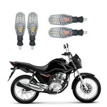 Kit 4 Setas Pisca de Led Dianteiro E Traseiro Modelo PF01 Honda CG 150 START 2010 2011 2012 2013 2014 2015