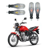 Kit 4 Setas Pisca de Led Dianteiro E Traseiro Modelo PF01 Para Moto Honda CG 125 FAN 2010 2011 2012 2013 2014 2015