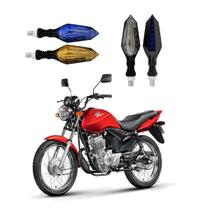 KIT 4 Setas Sequenciais de Led Pisca Azul e Amarelo P43S Para Moto Honda CG 125 FAN 2010 2011 2012 2013 2014 2015