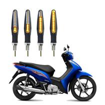 KIT 4 Setas Sequenciais Modelo P25B Slim / Palito Para Moto BIZ 125 ES 2010 2011 2012 2013 2014 2015