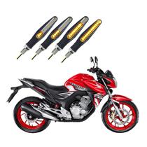 KIT 4 Setas Sequenciais Modelo P25B Slim / Palito Para Moto Honda CB 250 TWISTER 2016 2017 2018201920202021