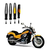 KIT 4 Setas Sequenciais Modelo P25B Slim / Palito Para Moto SHADOW VT 600C Ano 2010 2011 2012 2013 2014 2015