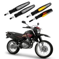 KIT 4 Setas Sequenciais Modelo P25B Slim / Palito Para Moto XTZ 250 2004 2005 2006 2007 2008 2009