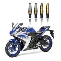 KIT 4 Setas Sequenciais Modelo P25B Slim / Palito Para Moto YZF - R3 2004 2005 2006 2007 2008 2009