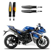 KIT 4 Setas Sequenciais Pisca de Led Modelo P25B Slim / Palito Para Moto YMH FZ1 N 2004 2005 2006 2007 2008 2009