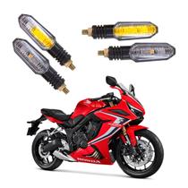 Kit 4 Setas Sequenciais Pisca de Led Universal Modelo P50S Moto CBR 650R 2010 2011 2012 2013 2014 2015