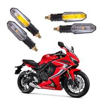Kit 4 Setas Sequenciais Pisca de Led Universal Modelo P50S Moto CBR 650R 2016 2017 2018 2019 2020 2021