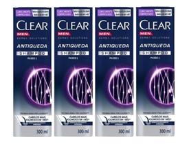 Kit 4 Shampoo Clear Men Derma Solutios Antiqueda 300ml