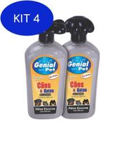Kit 4 Shampoo Genial Pet Pelos Escuros 500ml