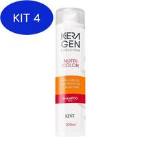 Kit 4 Shampoo Keragen Evolution Nutri Color 300Ml - Kert