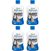 KIT 4 Shampoo Pet 6x1 AntiPulgas Carrapatos Sarna Cães Gatos