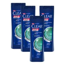 Kit 4 Shampoos Clear Men Anticaspa Limpeza Diária 2 Em 1 400ml
