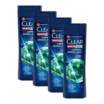 Kit 4 Shampoos Clear Men Anticaspa Limpeza Diária 2 Em 1 400ml