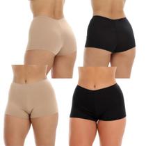 Kit 4 Short Curto Segunda Pele Feminina Sem Renda Shortinho Pra Usar Com Vestido Saia Calça Adulto