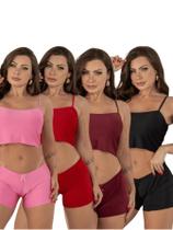 Kit 4 Short Doll Virgínia Liso Confortável Pijama Feminino Roupa de Dormir Casual Delicado Kit 4 Short Doll Virgínia Liso Confortável Pijama Feminino Roupa de Dormir Casual Delicado