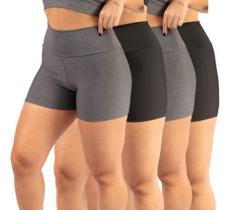 Kit 4 Short Fitness Curto Feminino Suplex Cintura Alta Forte