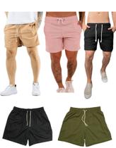 Kit 4 Short Linho Masculino Básico Mauricinho Premium Lavado Alta Qualidade Short Linho