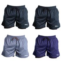 Kit 4 Short Masculino Academia Esportivo 2 em 1 Shorts Segunda Pele Calção Corrida Fitness Treino Kit 4 Short Masculino Academia Esportivo 2 em 1 Shorts Segunda Pele Calção Corrida Fitness Treino