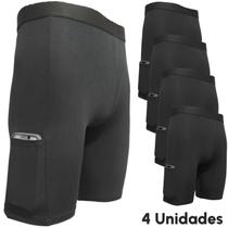 Kit 4 Short Térmico Ciclista Com Bolso Segunda Pele Proteção UV Meia Coxa