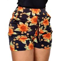 Kit 4 shorts feminino plus size com bolso e elástico na cintura em malha suplex estampado - Elite Fashion