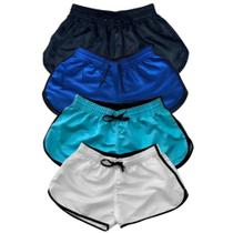 Kit 4 Shorts Feminino Tactel Liso Praia Piscina Verão