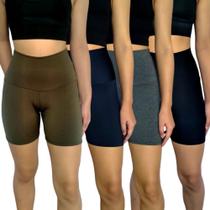Kit 4 Shorts Femininos Meia Coxa Justos Cós Cintura Alta Lisos Cores Sortidas Suplex PP ao Plus Size Kit 4 Shorts Femininos Meia Coxa Justos Cós Cintura Alta Lisos Cores Sortidas Suplex PP ao Plus Size