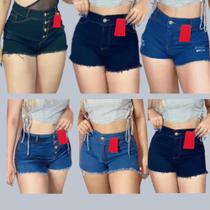 Kit 4 Shorts Jeans Feminino Cintura Alta Curto Moda Casual