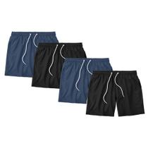 Kit 4 Shorts Masculino Bermuda Mauricinho Liso Tactel