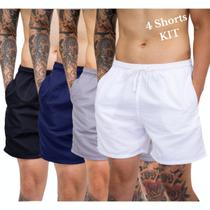Kit 4 Shorts Masculinos Bermudas Moda Praia Tactel Academia Treino Liso