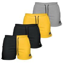 Kit 4 Shorts Moletom Feminino Com 2 Bolsos Fenda Lateral Básico Casual Treino Kit 4 Shorts Moletom Feminino Com 2 Bolsos Fenda Lateral Básico Casual Treino
