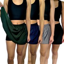 Kit 4 Shorts Saias Femininos Godê Elástico Lisos Cores Sortidas Suplex Pp ao Plus Size