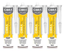 Kit 4 Silicone Cibrasil Acético Cibra Flex 240g Cinza