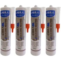 Kit 4 Silicone Cibrasil Neutro Alumínio Vidro Pia Box Granito Cerâmica Azulejo Janelas Cibra Flex 260g