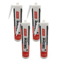 Kit 4 Silicone Incolor Adesivo Cola Resistente Veda Acético Antifungo Vidros Janelas Banheiro Ferja Kit 4 Silicone Incolor Adesivo Cola Resistente Veda Acético Antifungo Vidros Janelas Banheiro Ferja
